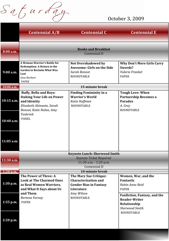 Saturday Schedule Grid 1