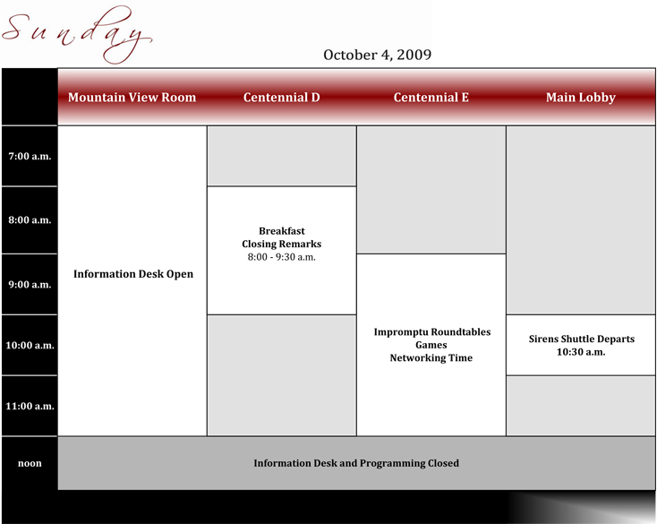 Sunday Schedule Grid