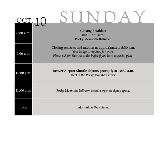 Sunday Schedule Grid