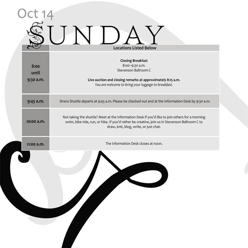 Sunday Schedule Grid