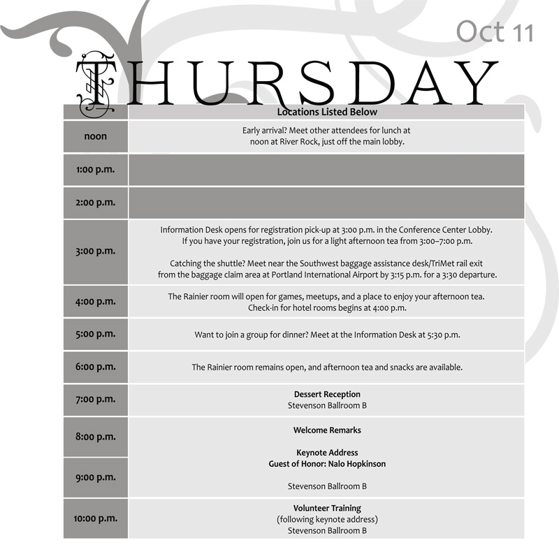 Thursday Schedule Grid