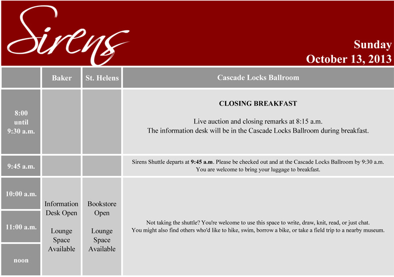 Sunday Schedule Grid