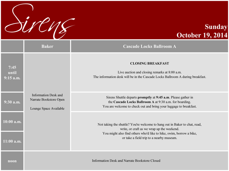 Sunday Schedule Grid