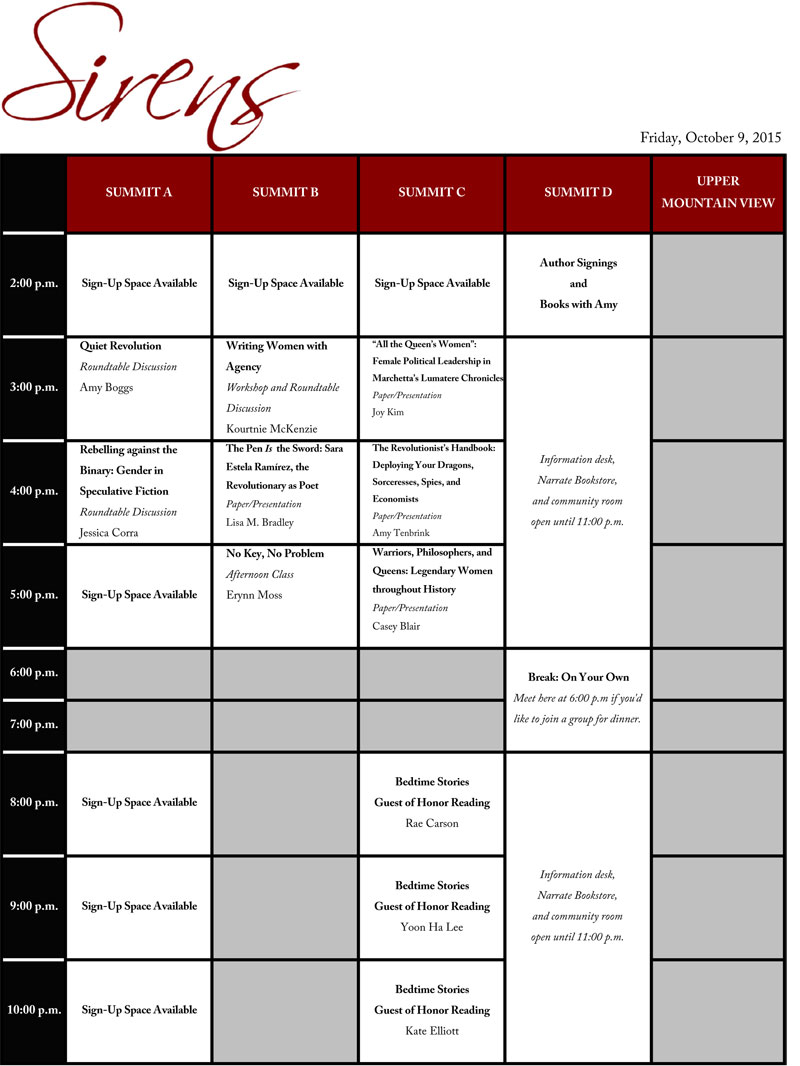 Friday Schedule Grid 2