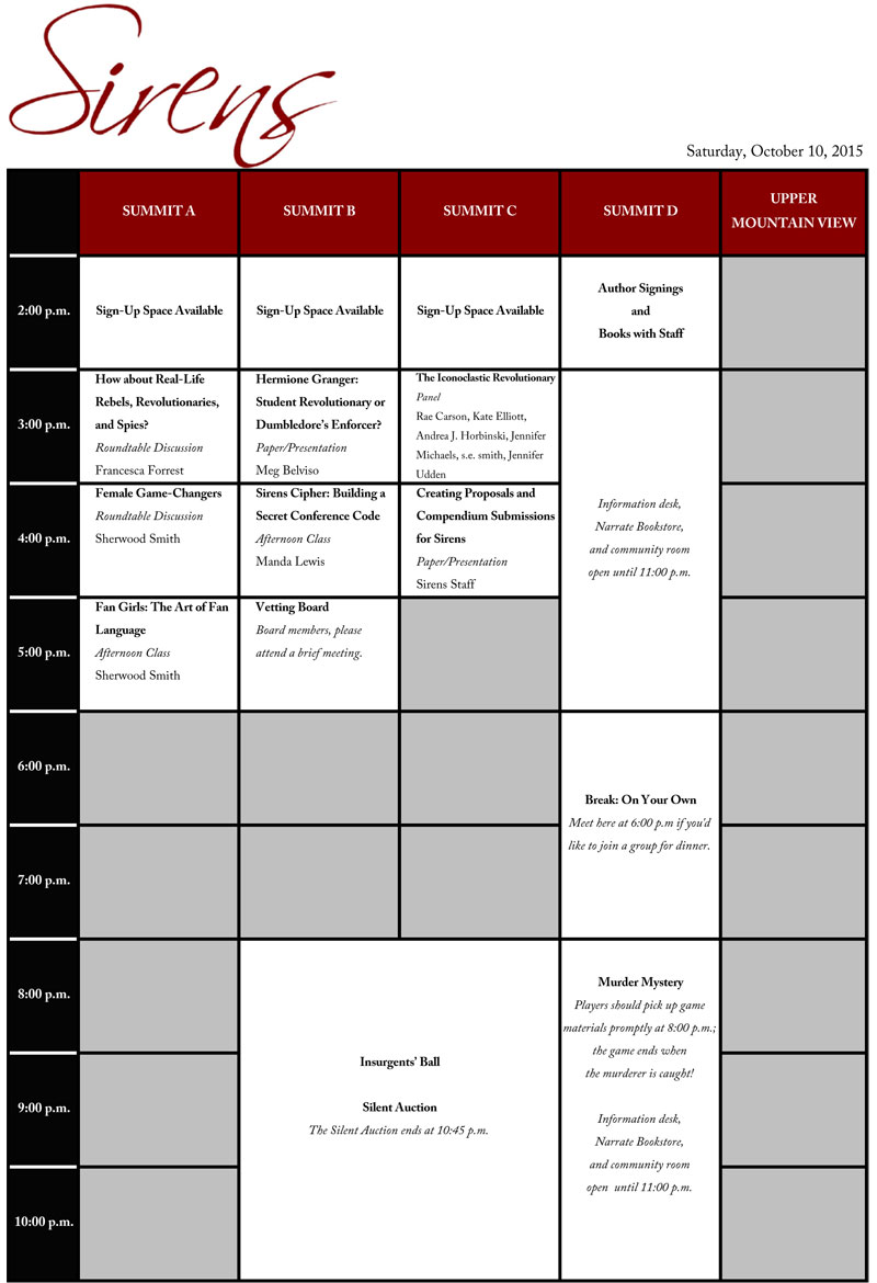 Saturday Schedule Grid 2