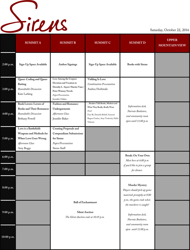 Saturday Schedule Grid 2