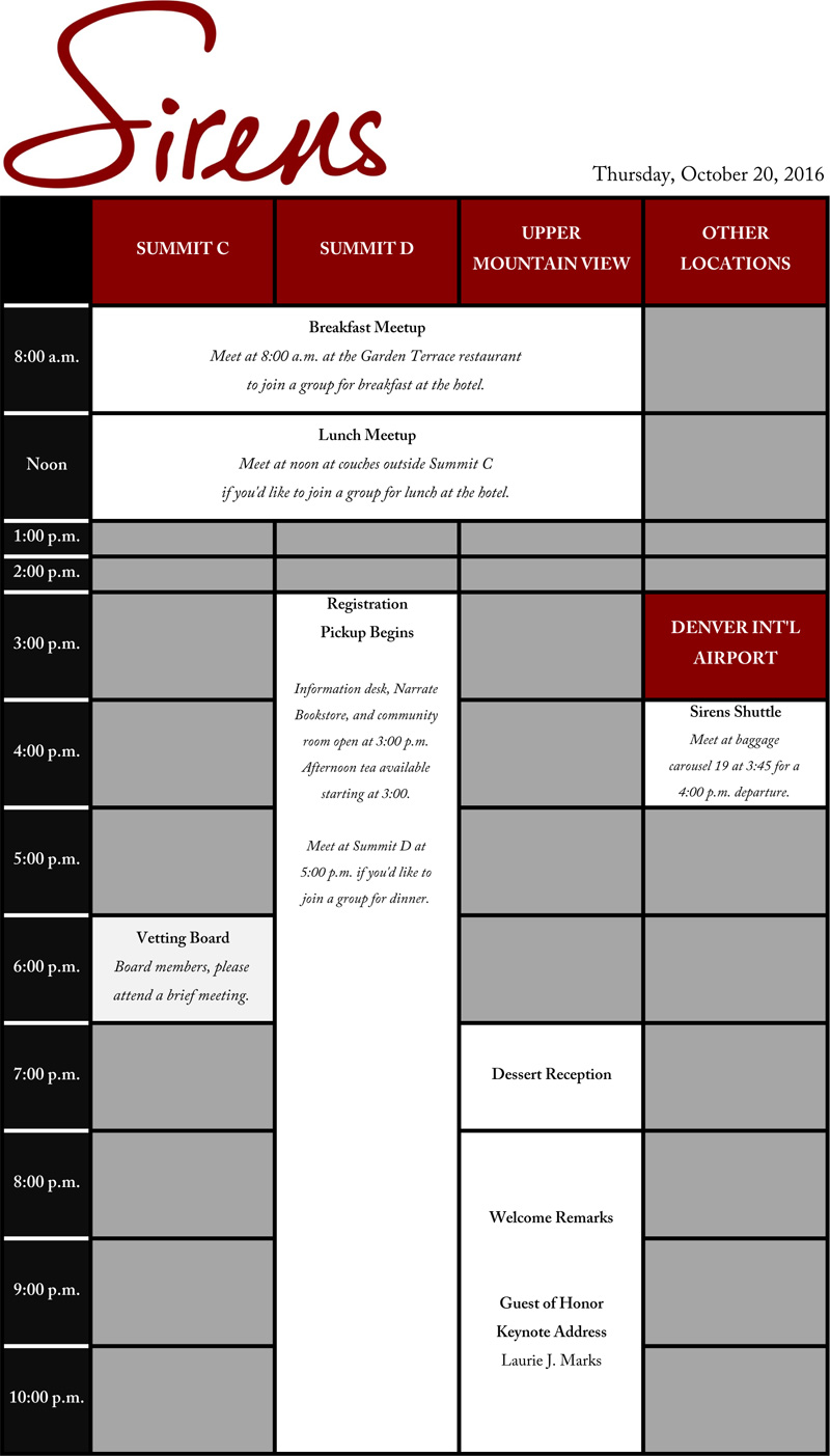 Thursday Schedule Grid