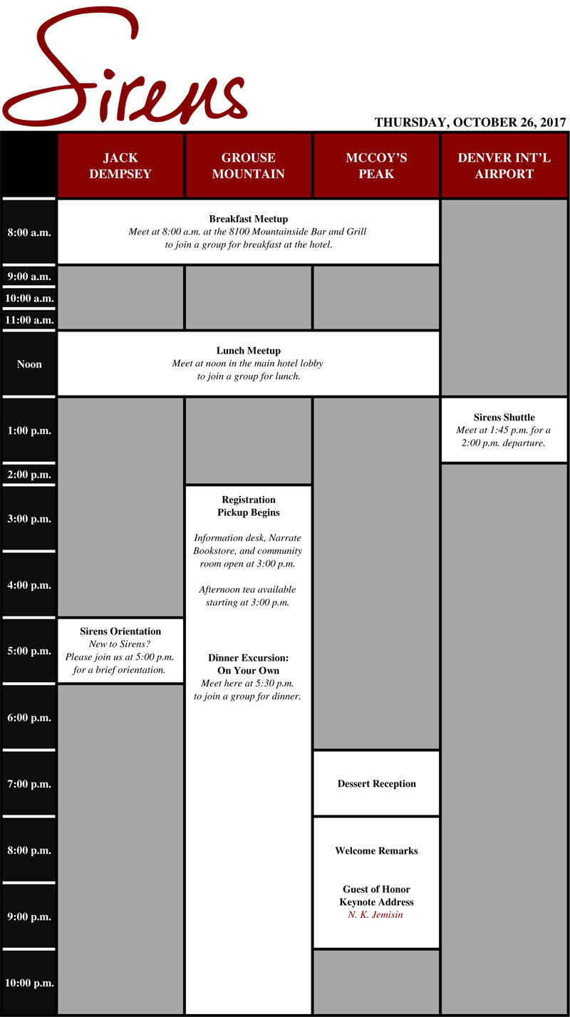 Thursday Schedule Grid