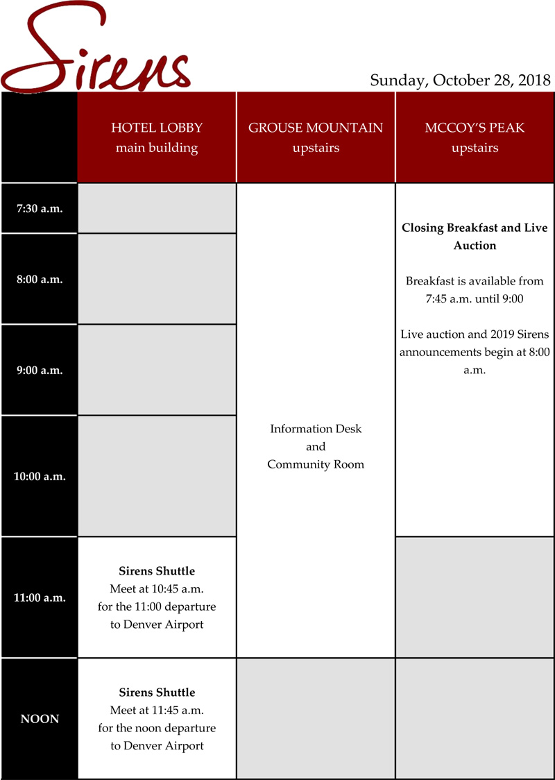 Sunday Schedule Grid