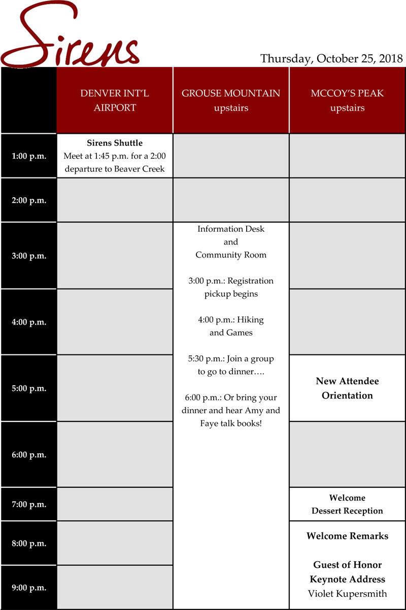 Thursday Schedule Grid