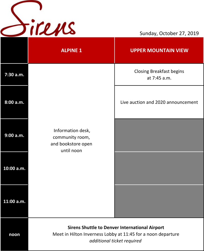 Sunday Schedule Grid